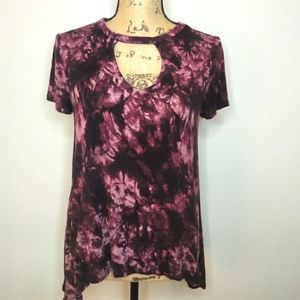 5/$25 Purple Tie Dye Keyhole Top Medium